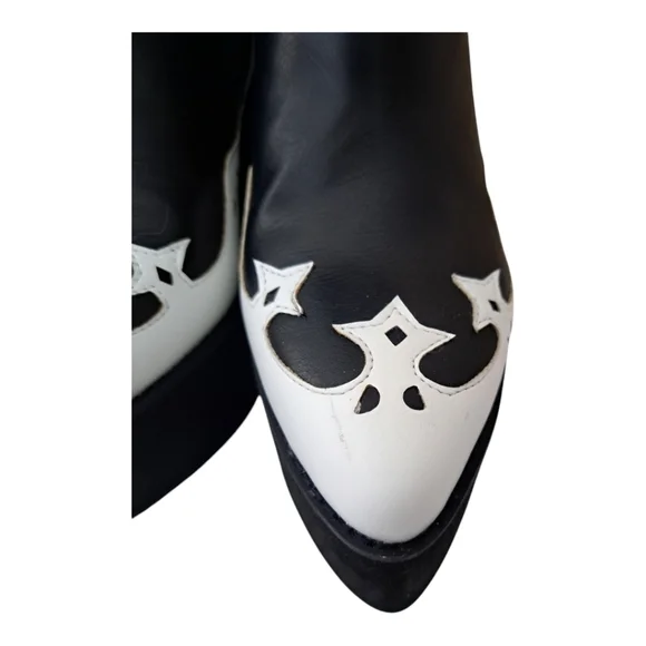 Current Mood stylish black and white Women's Platform heeled cowboy Boots - Picture 13 of 13